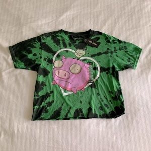 Invader Zim Gir Pig Tie Dye Crop Top Tee